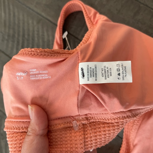 NWOT! AERIE Peach Scoop Neck Waffle Knit Bikini Top! - Picture 4 of 4